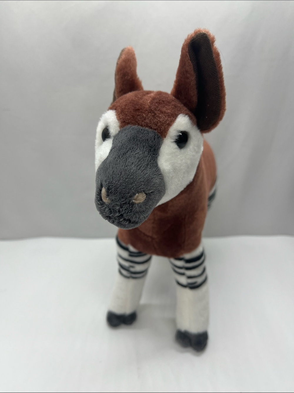 Plush Okapi Stuffed Animal - Brown, White & Black
